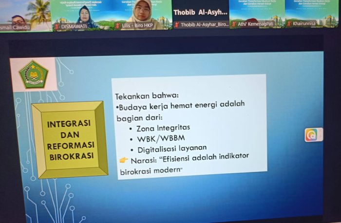 Dukung Efisiensi Nasional, MAN 1 Sarolangun Ikuti zoom Meeting Gerakan Transformasi Budaya kerja dan Hemat Energi
