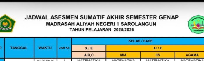 MAN 1 Sarolangun Siapkan Asesmen Semester Genap Secara Optimal MAN 1 Sarolangun Siapkan Asesmen Semester Genap Secara Optimal