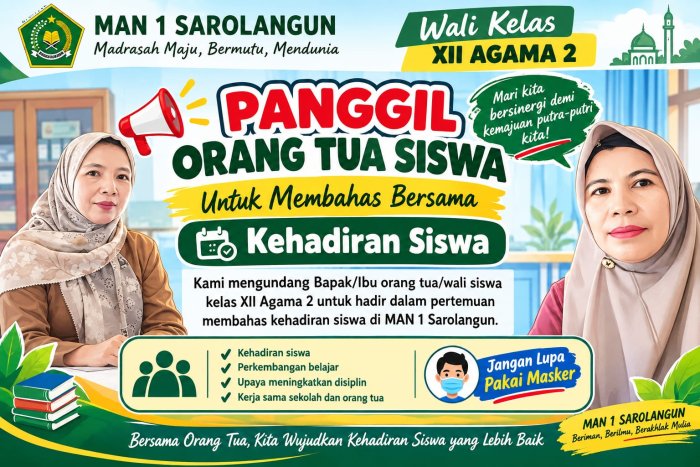 Wali Kelas XII Agama2 Undang Orang Tua Bahas Kehadiran