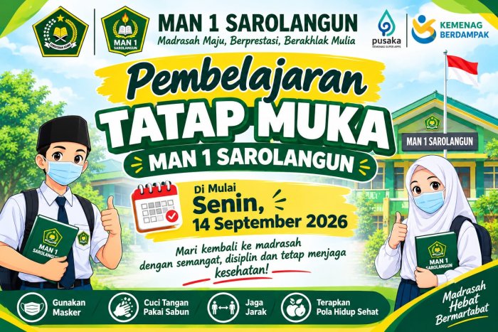 MAN 1 Sarolangun Gelar KBM Tatap Muka Mulai 14 September 2026 MAN 1 Sarolangun Gelar KBM Tatap Muka Mulai 14 September 2026