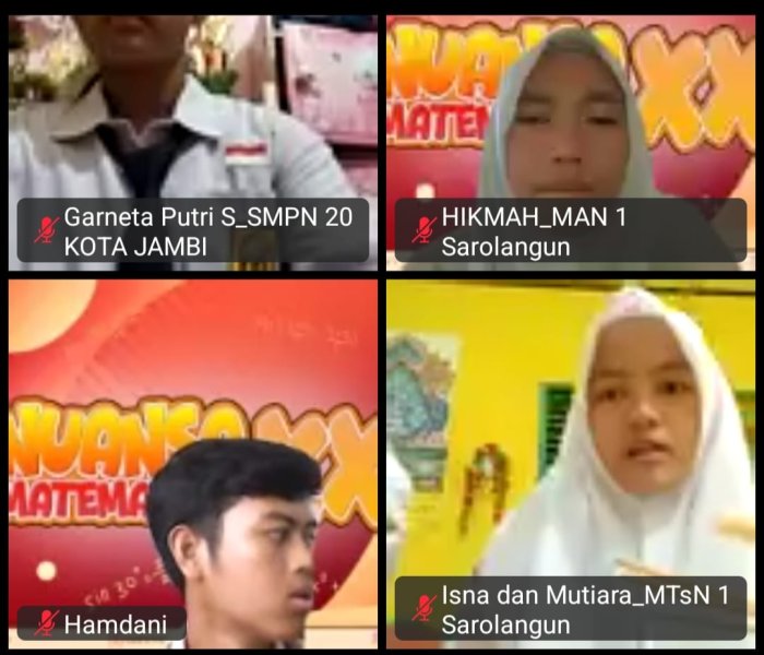Siswa MAN 1 Sarolangun Ikuti Zoom Teknis NUANSA Matematika Siswa MAN 1 Sarolangun Ikuti Zoom Teknis NUANSA Matematika