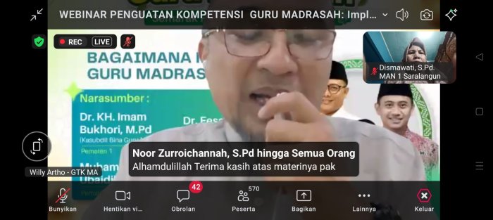 Tingkatkan Mutu Pendidikan, Guru MAN 1 Sarolangun Ikut Webinar Penguatan Kompetensi GTK Kemenag RI