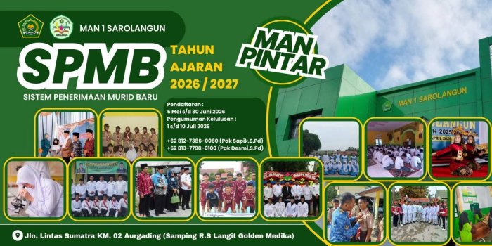 MAN 1 Sarolangun Resmi Membuka Sistem Penerimaan Murid Baru (SPMB) Tahun Ajaran 2026/2027