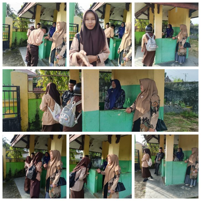 Tingkatkan Kedisiplinan dan Akhlak Mulia, Guru Piket MAN 1 Sarolangun Sambut Siswa di Gerbang Madrasah