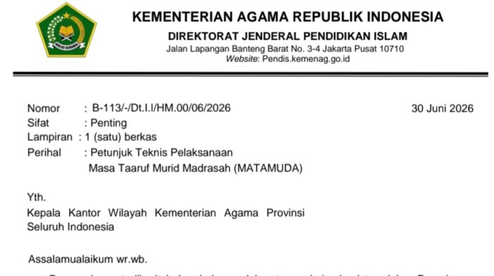 Petunjuk Teknis MATAMUDA Diterbitkan untuk Panduan Pelaksanaan