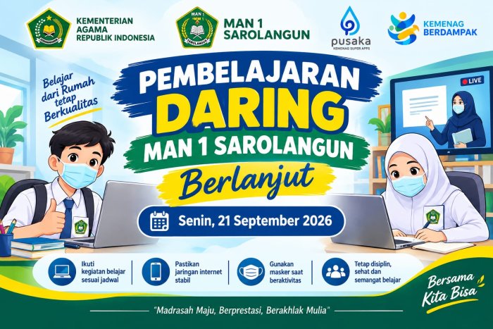 Pembelajaran Daring MAN 1 Sarolangun Tetap Dilanjutkan