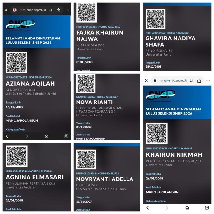 Kabar Gembira 7 Siswi Terbaik MAN 1 Sarolangun Lolos Seleksi SNBP 2026